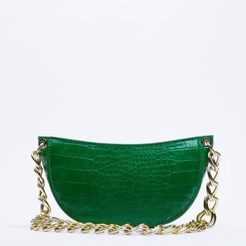 Zara Green Shoulder Bag with Gold Chain